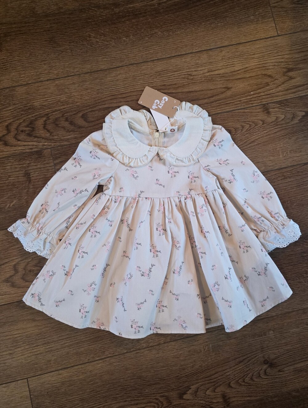 Cream Floral Peter Pan Collar Girls' Dress